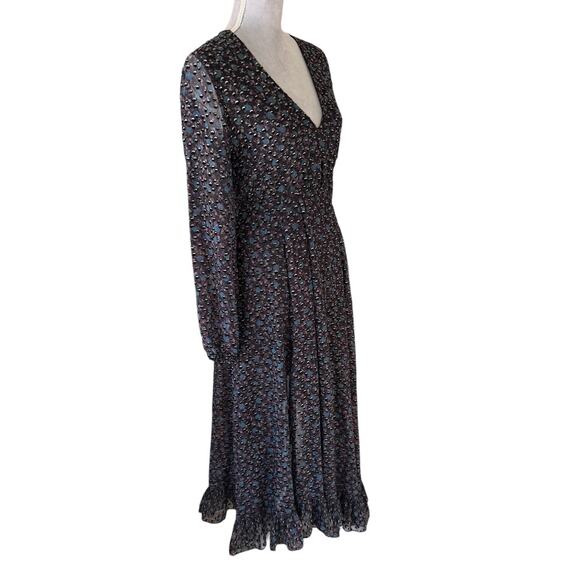 MAJE Paris Revana Velvet Burnout Maxi Dress Black Blue Purple NWT Size 3/US 8 - Picture 3 of 10